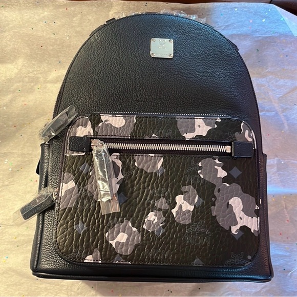 MCM Backpack black floral camo camouflage look - Picture 14 of 14